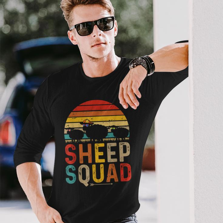 Vintage Retro Sheep Squad Sheep Wearing Sunglasses Farm Long Sleeve T-Shirt Gifts for Him