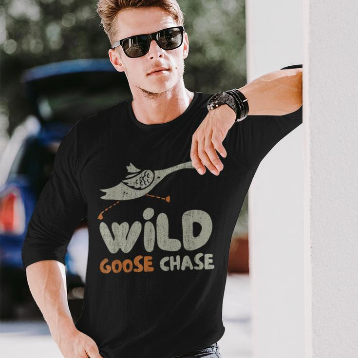 Vintage Retro Wild Goose Chase Silly Goose Goose Bumps Long Sleeve T-Shirt Gifts for Him
