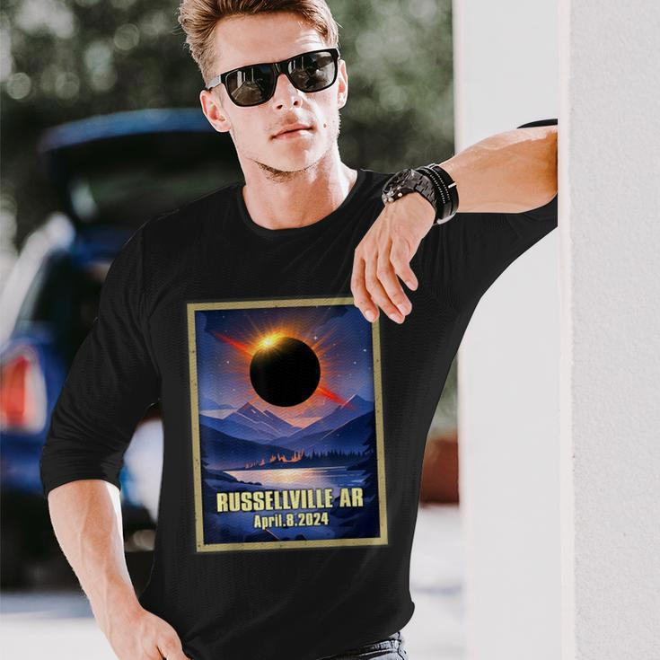 Vintage Russellville Ar Total Solar Eclipse 2024 Long Sleeve T-Shirt Gifts for Him