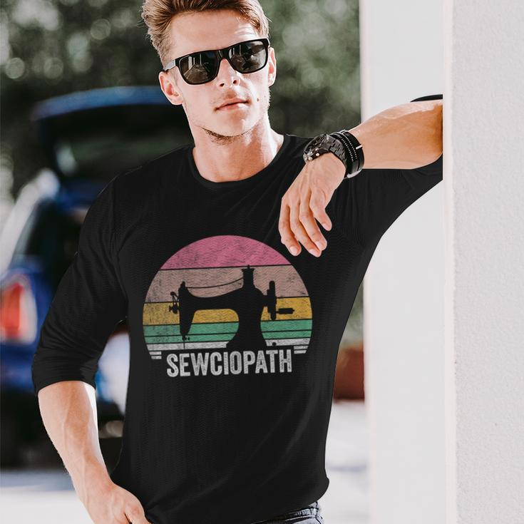 Vintage Sewciopath Sewing Lover Quilter Sewing Machine Long Sleeve T-Shirt Gifts for Him