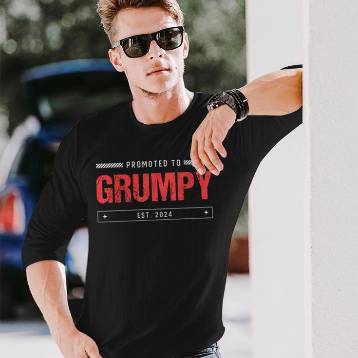 Vintage Soon To Be Grumpy Est 2024 Zum Neuen Papa Befördert Langarmshirts Geschenke für Ihn