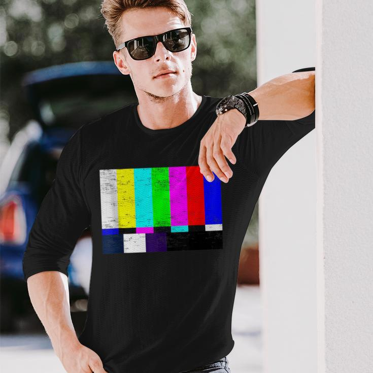 Vintage Tv Test Pattern Color Bars Graphic Presents Long Sleeve T-Shirt Gifts for Him