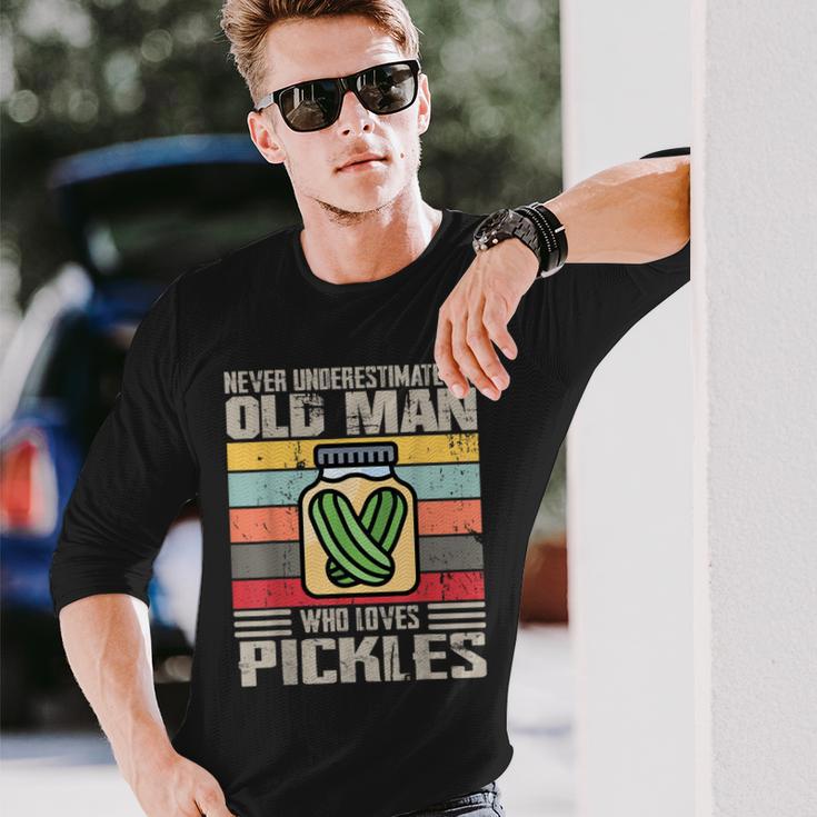 Vintage Never Underestimate An Old Man Who Loves Pickles Long Sleeve T-Shirt Gifts for Him