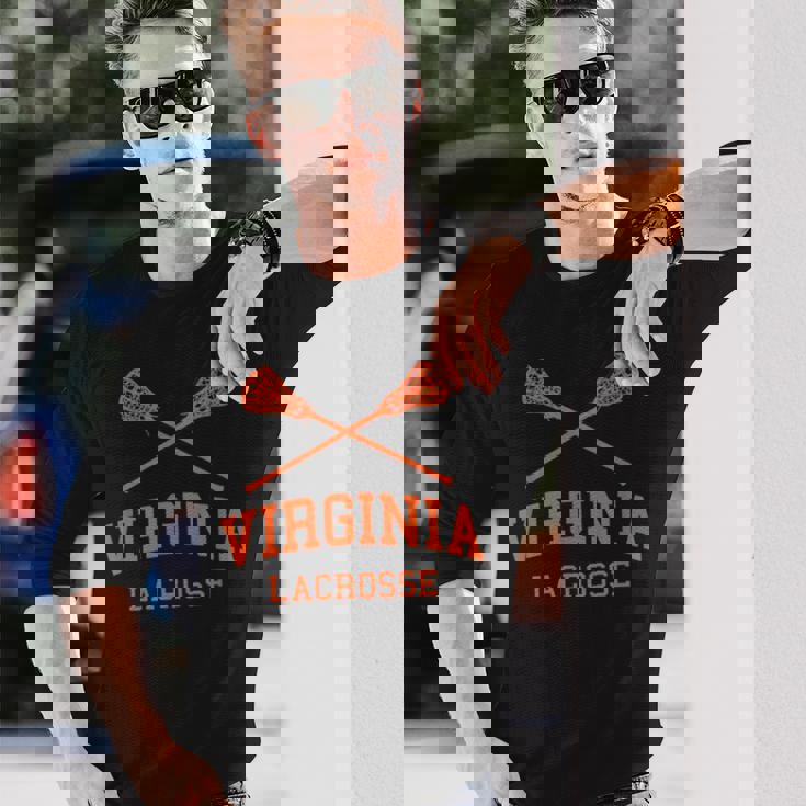 Virginia Lacrosse Vintage Lax Weathered Long Sleeve T-Shirt Gifts for Him