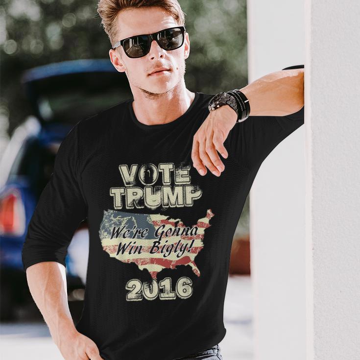 Vote Trump 2016 We're Gonna Win Bigly Retro Vintage Long Sleeve T-Shirt Gifts for Him