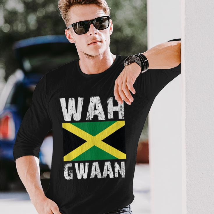 Wah Gwaan Jamaican Jamaica Apparel Slang Long Sleeve T-Shirt Gifts for Him