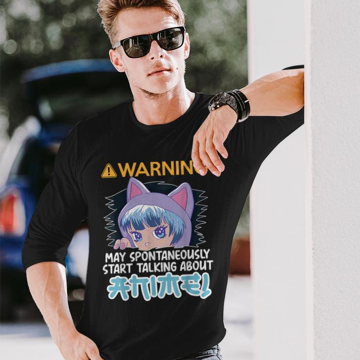 Warning May Spontaneously Talk About Anime N Manga Girl Long Sleeve T-Shirt Gifts for Him