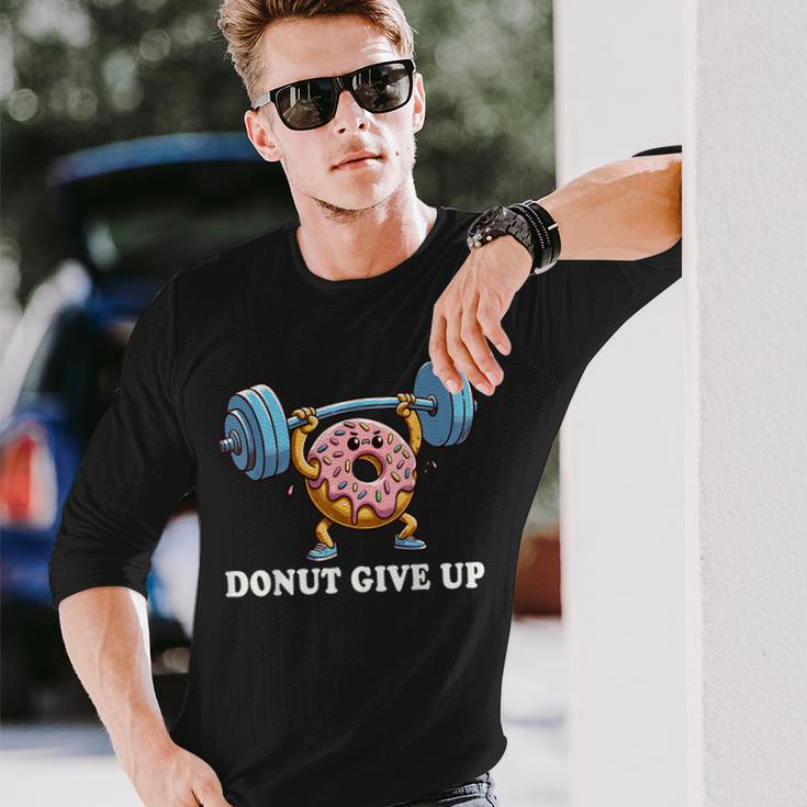 Weightlifting Fitness Workout Gym Donut Lover Long Sleeve T-Shirt Gifts for Him