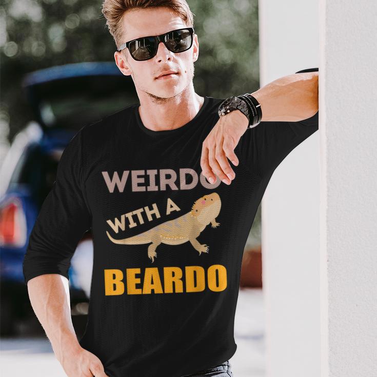 Weirdo With A Beardo Bearded Dragon Lizard Gecko Pet Reptile Long Sleeve T-Shirt Gifts for Him