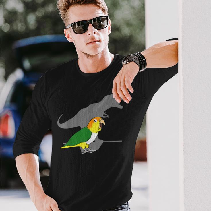 White Bellied Caique T-Rex Birb Memes Dinosaur Parrot Long Sleeve T-Shirt Gifts for Him