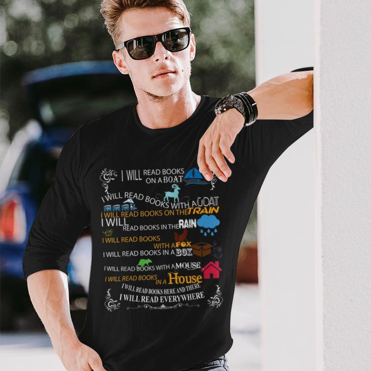 I Will Read Books On A Boat & Everywhere Reading Long Sleeve T-Shirt Gifts for Him