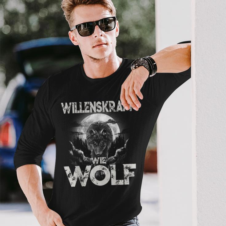 Willenskraft Wie Wolf Motivation Outdoor Survival Langarmshirts Geschenke für Ihn