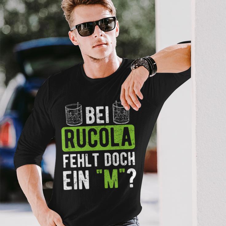 Witziges Spruch Langarmshirts - Fehlt bei Rucola ein M?”, Humorvolles Mode Geschenke für Ihn