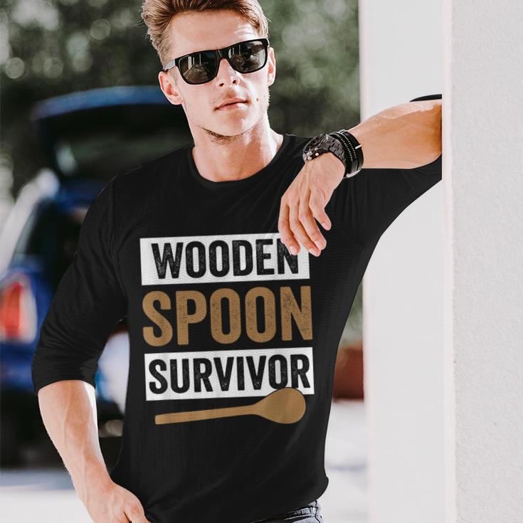 Wooden Spoon Survivor Vintage Humor Discipline Quote Long Sleeve T-Shirt Gifts for Him