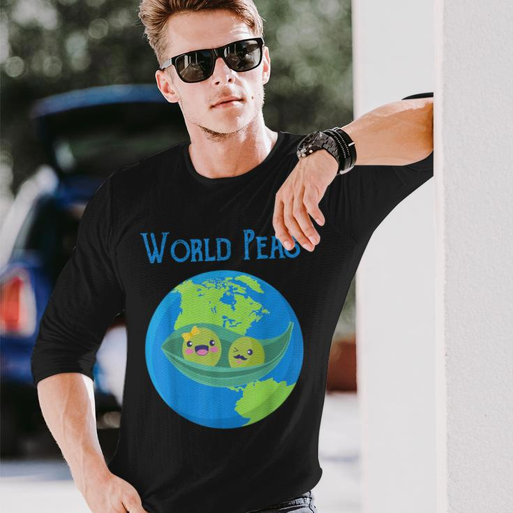 World Peas Peace Give Peas A ChanceEarth Day Long Sleeve T-Shirt Gifts for Him