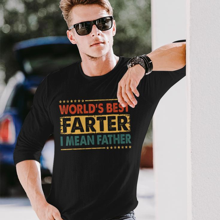 Worlds Best Farter I Mean Father Fathers Day Dad Retro Long Sleeve T-Shirt Gifts for Him