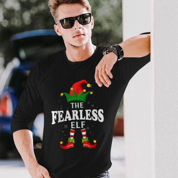 Xmas Fearless Elf Family Matching Christmas Pajama Long Sleeve T-Shirt Gifts for Him