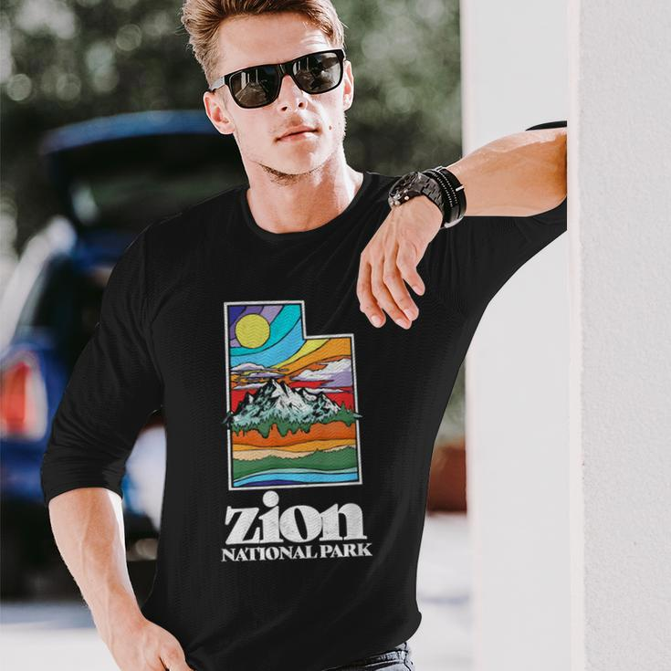 Zion National Park Utah Vintage Nature Outdoor Long Sleeve T-Shirt Gifts for Him