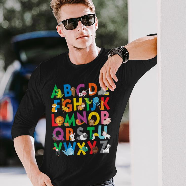 Zoo Animal Alphabet Abcs Learning Letters Boys Girls Long Sleeve T-Shirt Gifts for Him