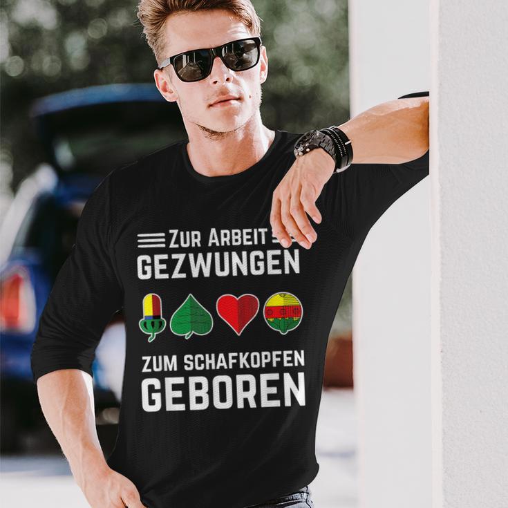 Zum Schafkopfen Geboren Kartenspiel Schafkopf & Doppelkopf Langarmshirts Geschenke für Ihn