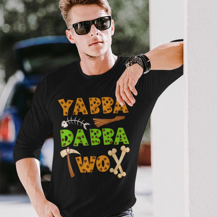 «Yabba Dabba Two» Caveman Ancient Times 2Nd Birthday Party Long Sleeve T-Shirt Gifts for Him