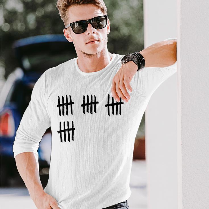 20Th Birthday Outfit 20 Years Old Tally Marks Anniversary Long Sleeve T-Shirt Gifts for Him