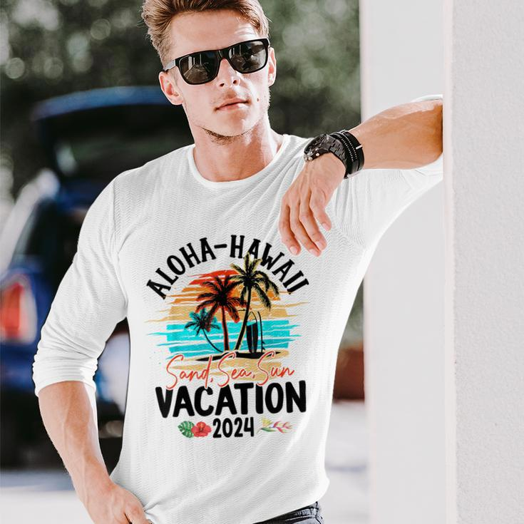 Aloha Hawaii 2024 Family Friends Group Vacation Matching Long Sleeve T-Shirt Gifts for Him