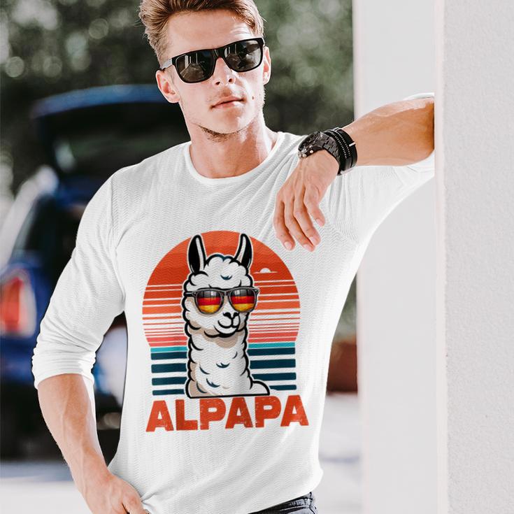 Alpapaatertag Bester Papa Alpaka Retro Alpapa Raglan Langarmshirts Geschenke für Ihn