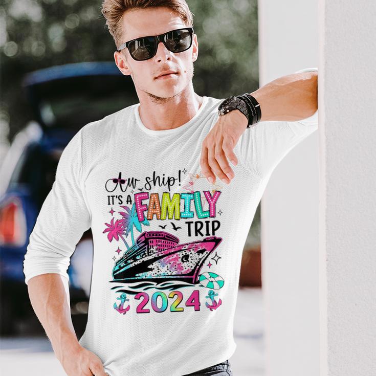 Aw Ship It's A Family Trip 2024 Matching Summer Cruise Long Sleeve T-Shirt Gifts for Him