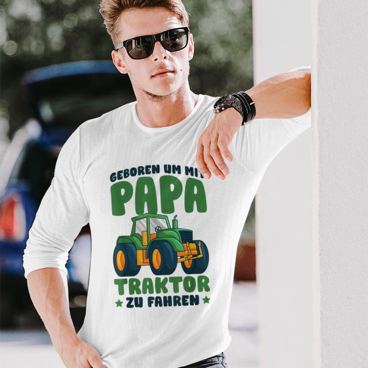 Boy's Geboren Um Mit Papa Trktor Zu Fahren Born To Go With Langarmshirts Geschenke für Ihn