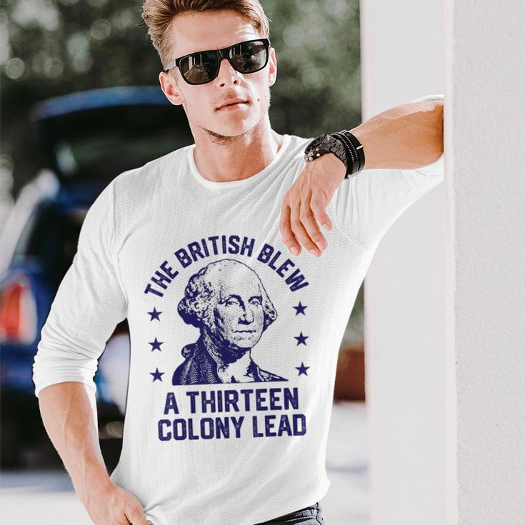 The British Blew A 13 Colony Lead Retro Us George Washington Long Sleeve T-Shirt Gifts for Him