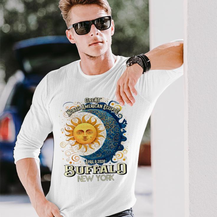 Buffalo New York 2024 Total Solar Eclipse April 8 Souvenir Long Sleeve T-Shirt Gifts for Him