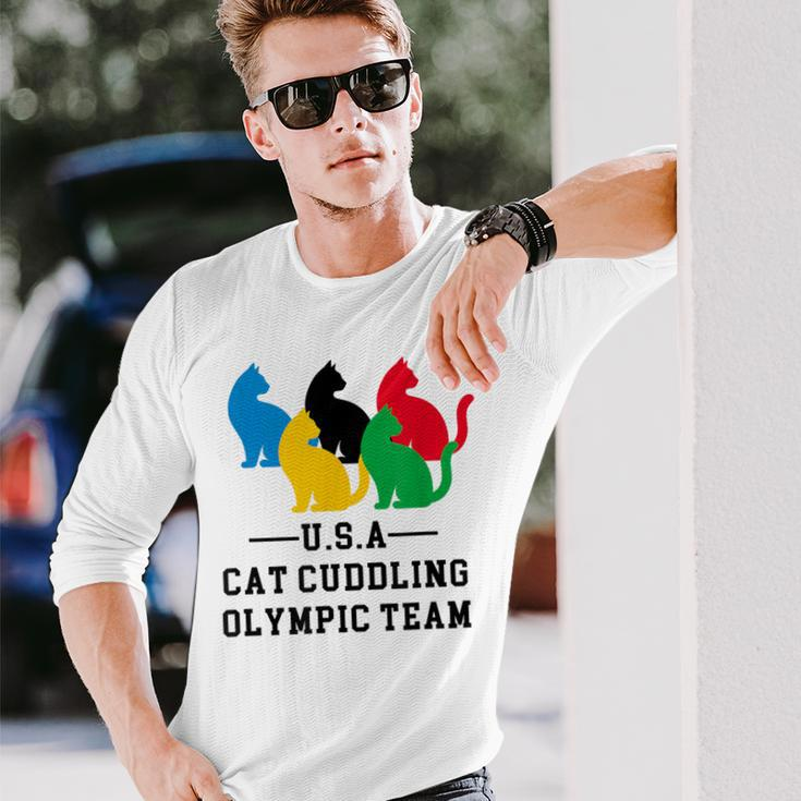 Cat Cuddling Olympic Team Long Sleeve T-Shirt Gifts for Him