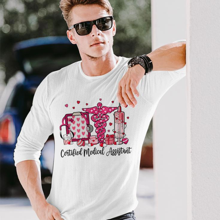 Cma Certified Medical Assistant Hearts Valentine's Day Long Sleeve T-Shirt Gifts for Him