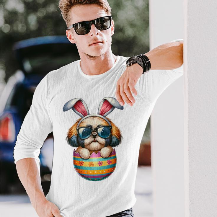 Cute Shih Tzu Egg Easter Day Dog Dad Dog Mom Long Sleeve T-Shirt Gifts for Him