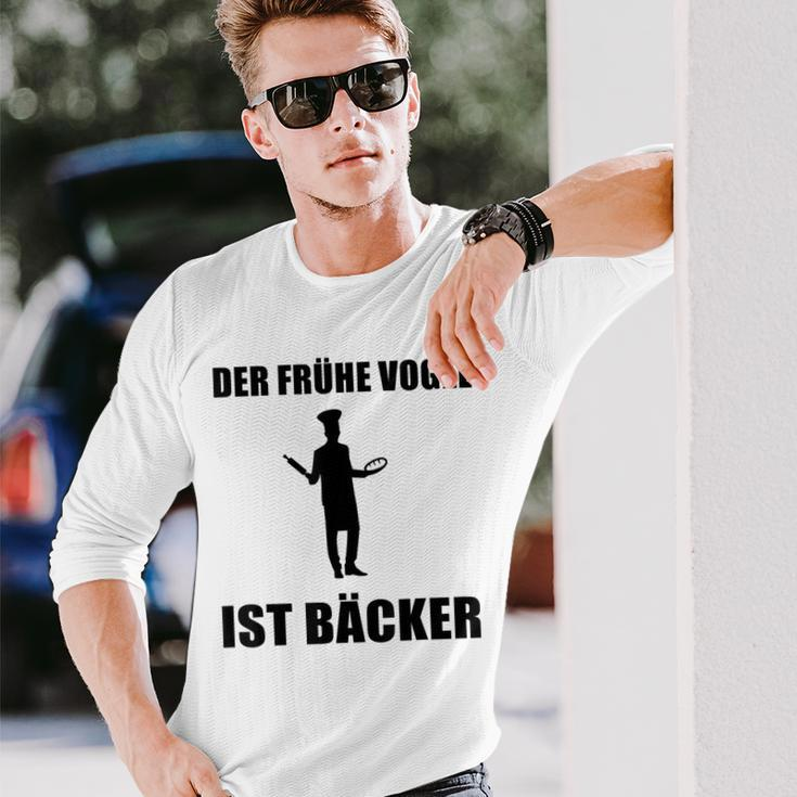 'Der Frühe Vogel Ist Bäcker' German Language Langarmshirts Geschenke für Ihn