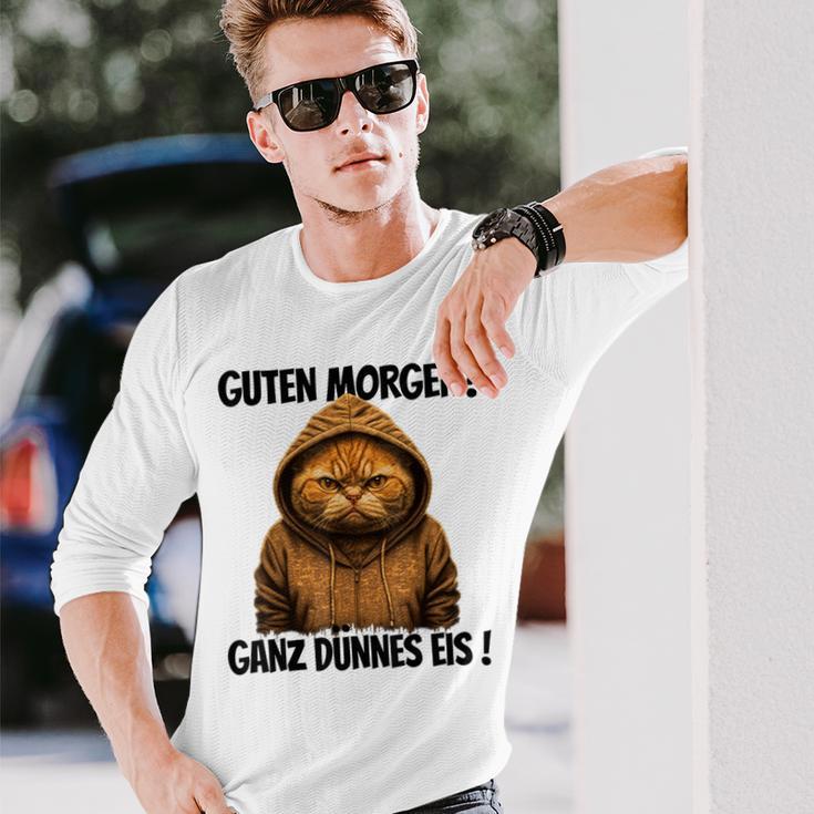 Saying Guten Morgen Ganz Thin Eis Cat White Langarmshirts Geschenke für Ihn