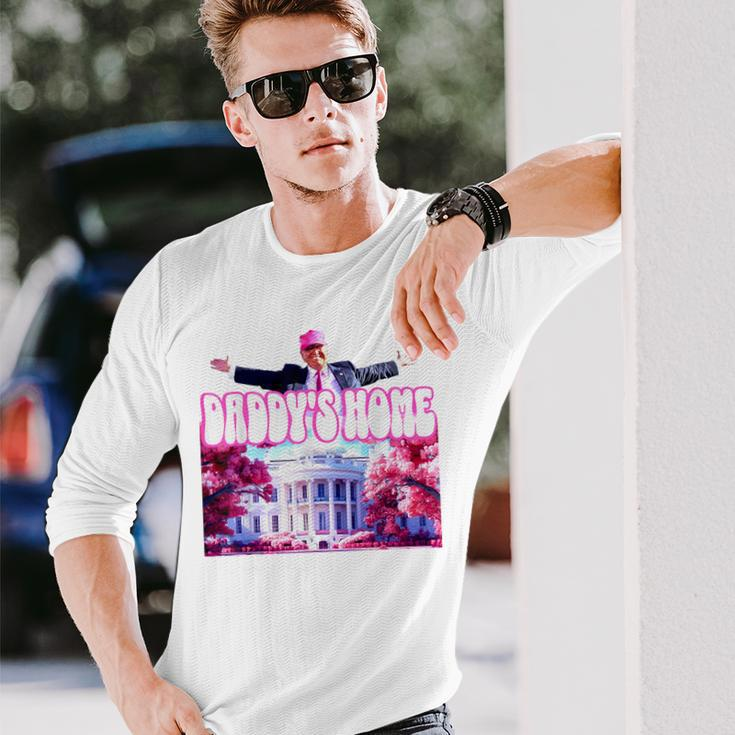 Trump Pink Daddys Home Trump 2024 Long Sleeve T-Shirt Gifts for Him