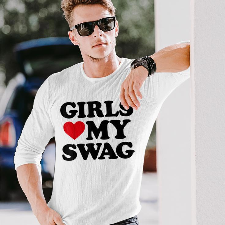Girls Heart My Swag Girls Love My Swag Valentine's Day Heart Long Sleeve T-Shirt Gifts for Him