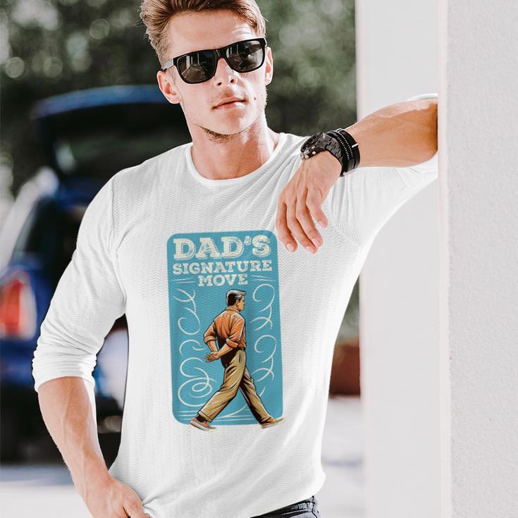 Herren Papas Signature Move Lustiges Papa-Meme Zumatertag Des Großvaters Raglan Langarmshirts Geschenke für Ihn