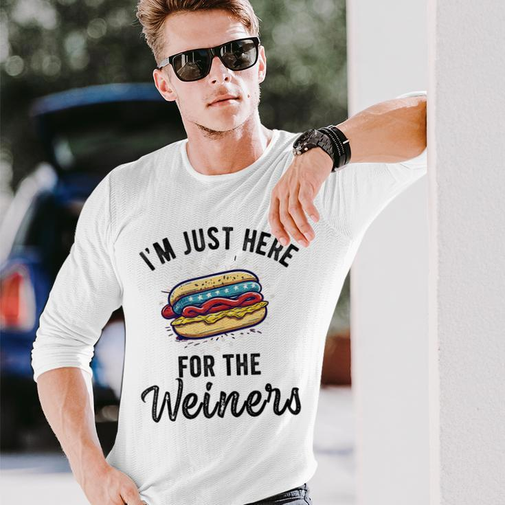 I'm Just Here For Weiners 4Th July Hot Dog Sausage Long Sleeve T-Shirt Gifts for Him
