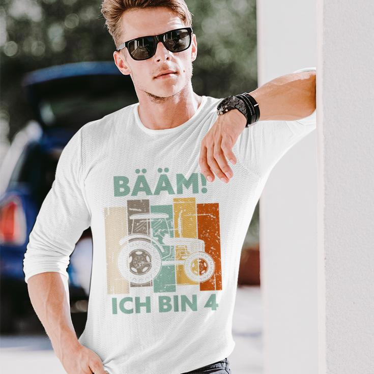 Kinder Bääm Ich Bin 4 Vier Jahre Junge 4Th Birthday Tractor Langarmshirts Geschenke für Ihn