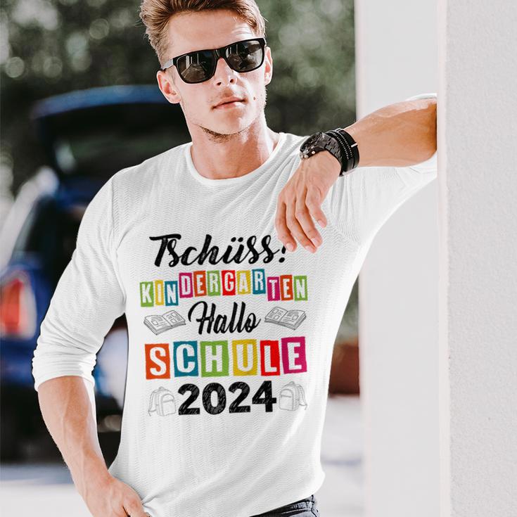 Kinder Tschüss Kindergarten Hallo Schule 2024 Kita Abgänger Langarmshirts Geschenke für Ihn