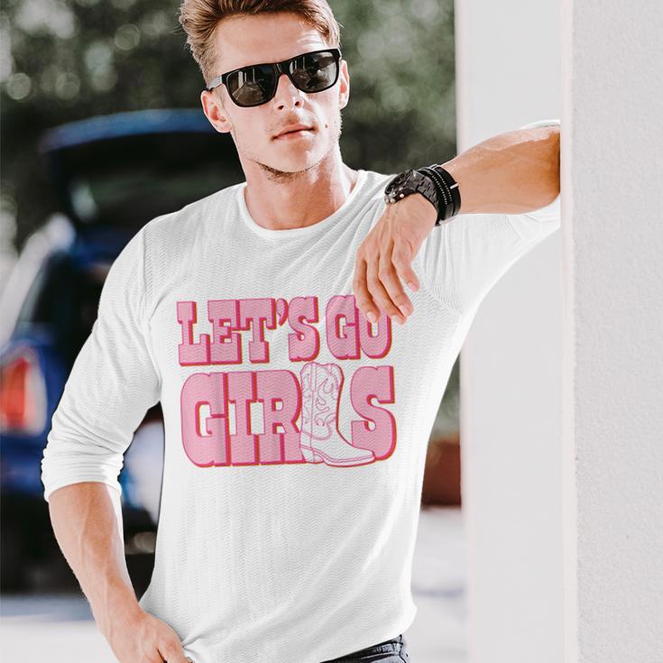 Let's Go Girls Cowgirl Boot Bachelorette Party Matching Long Sleeve T-Shirt Gifts for Him