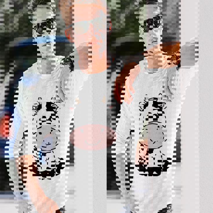 Lindo Animal Deaca Blanco Negro Con Estampado Deaca Kawaii Camiseta de manga larga Regalos para él