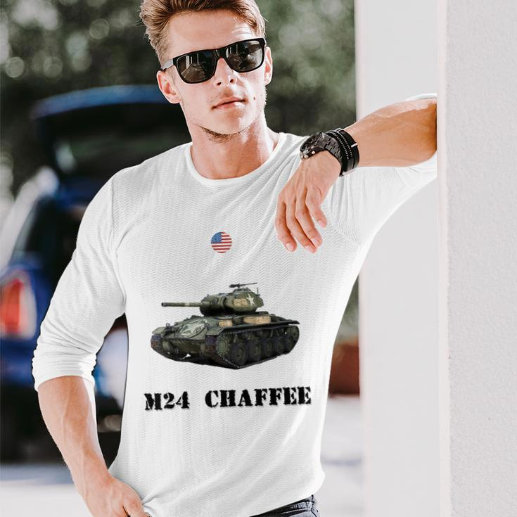 The M24 Chaffee Usa Light Tank Ww2 Military Machinery Long Sleeve T-Shirt Gifts for Him