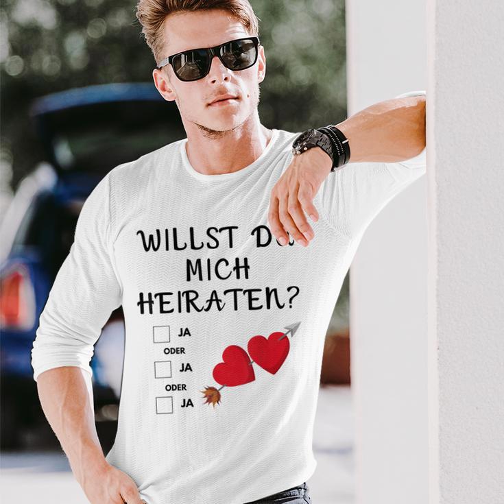 Marriage Proposal Willst Du Mich Heiraten Langarmshirts Geschenke für Ihn