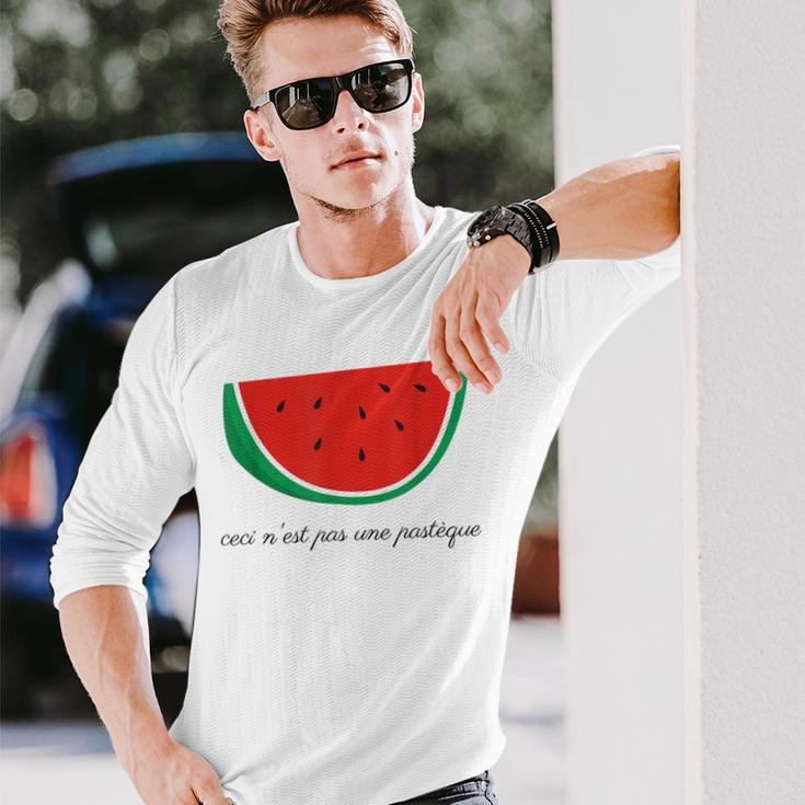 This Is Not A Watermelon Palestine Flag French Version Long Sleeve T-Shirt Gifts for Him