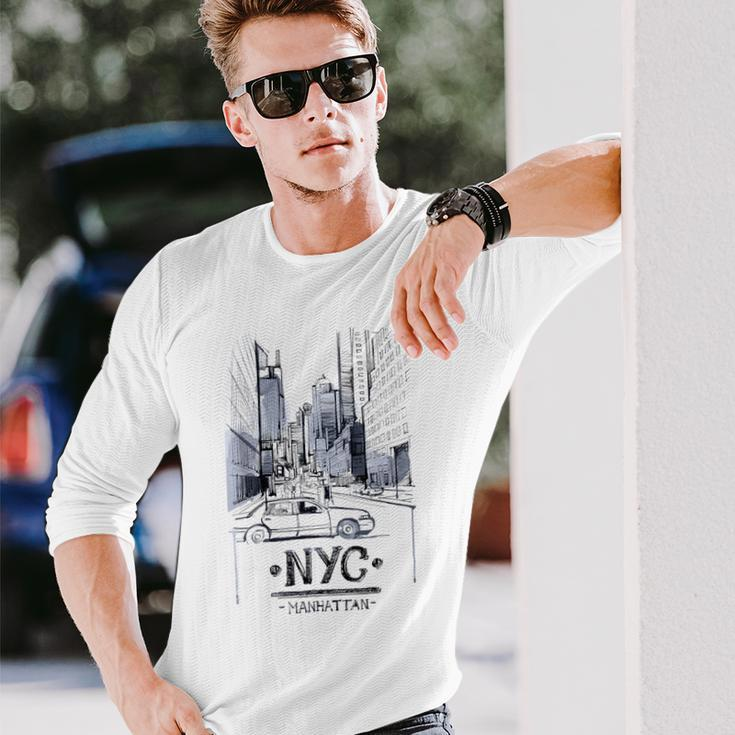Ny New York City Nyc Manhattan Skylines Buildings Long Sleeve T-Shirt Gifts for Him