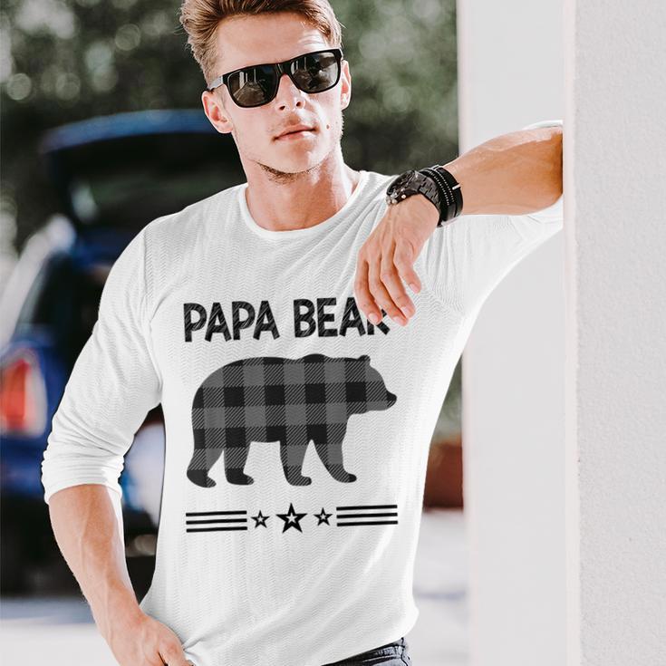 Papa-Bär In Schwarz-Weiß Kariertem Bär Langarmshirts Geschenke für Ihn